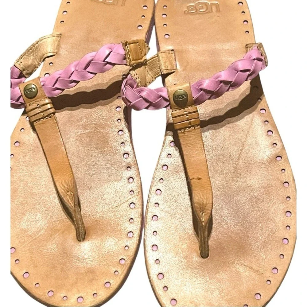 UGG Red and Tan Braided‎ Sandals Size 9